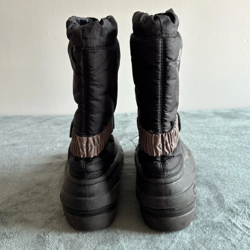 Sorel Youth Flurry Winter Boots Black Gray Size 3 US Waterproof Insulated Unisex